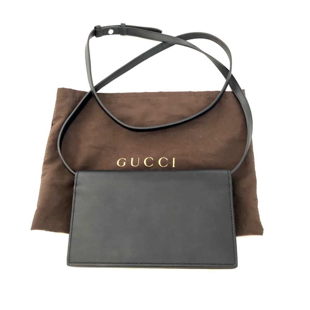 Gucci Black Leather Clutch & Crossbody Flap Wallet - Picture 3 of 12